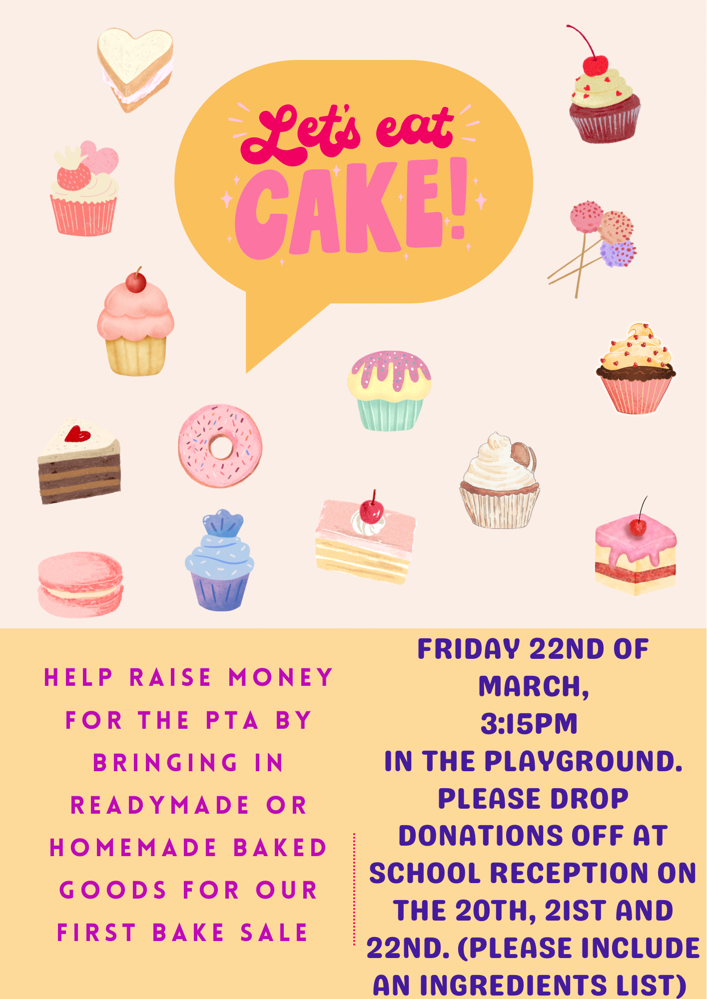PTA Bake Sale PTA Bake Sale